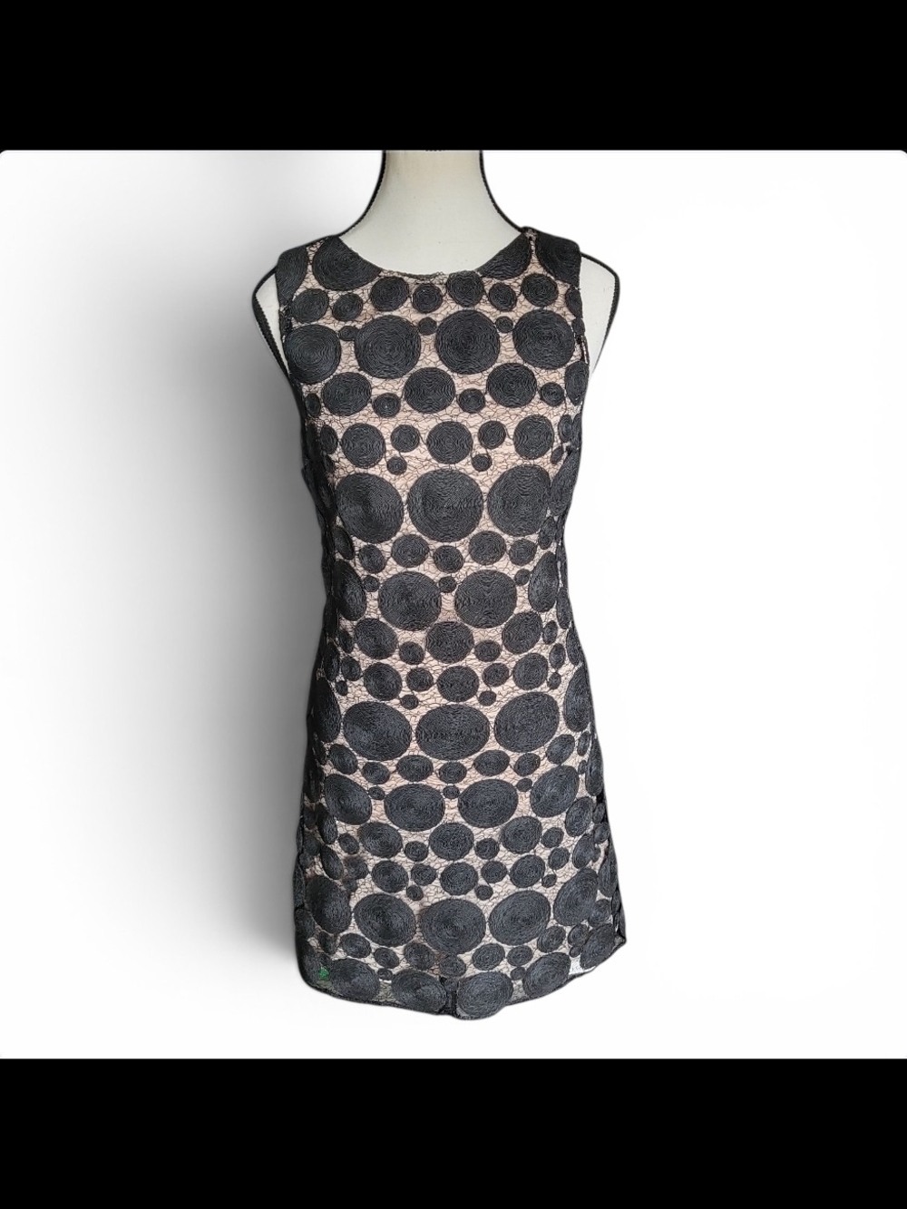 Alice + Olivia Women's Black Sleeveless Polka Dot Clyde Sheath Dress Size 2